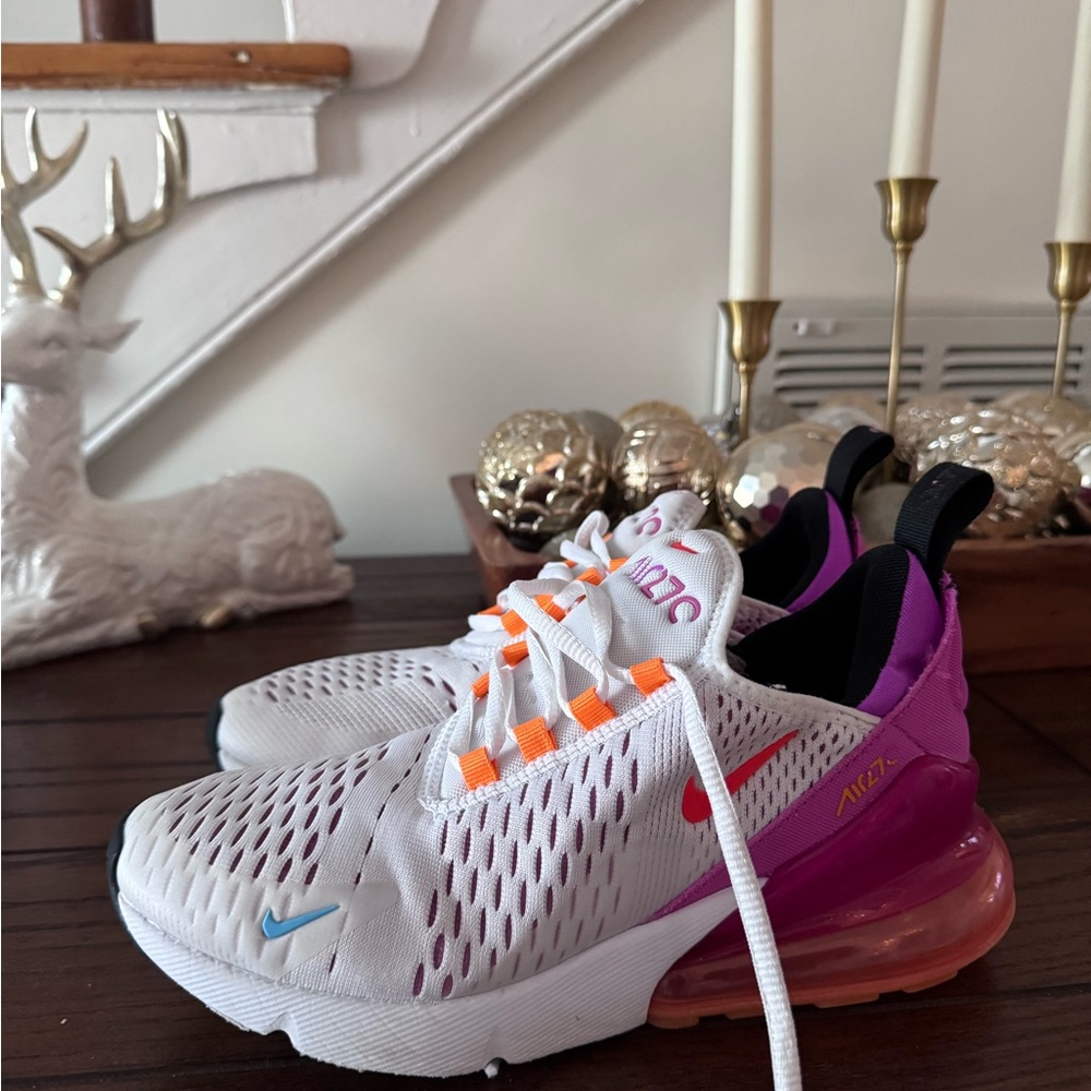 Nike Kids Air Max 270 White and Pink Sneakers